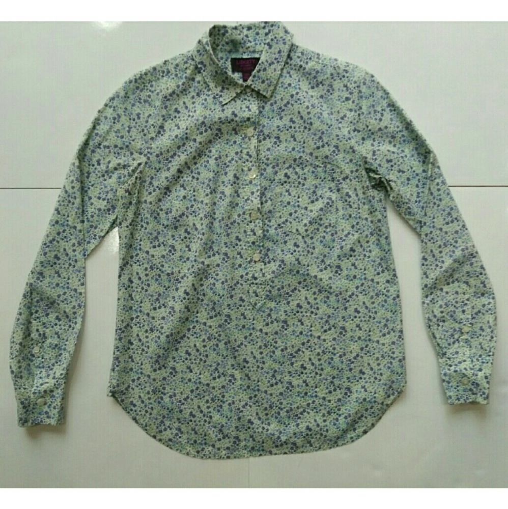 J Crew Liberty Art Fabric Shirt Floral Sz 00 Blue